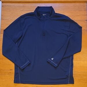 Brooks Brothers, Performance Quarter-Zip Shirt, Pullover, Navy, Men's XL